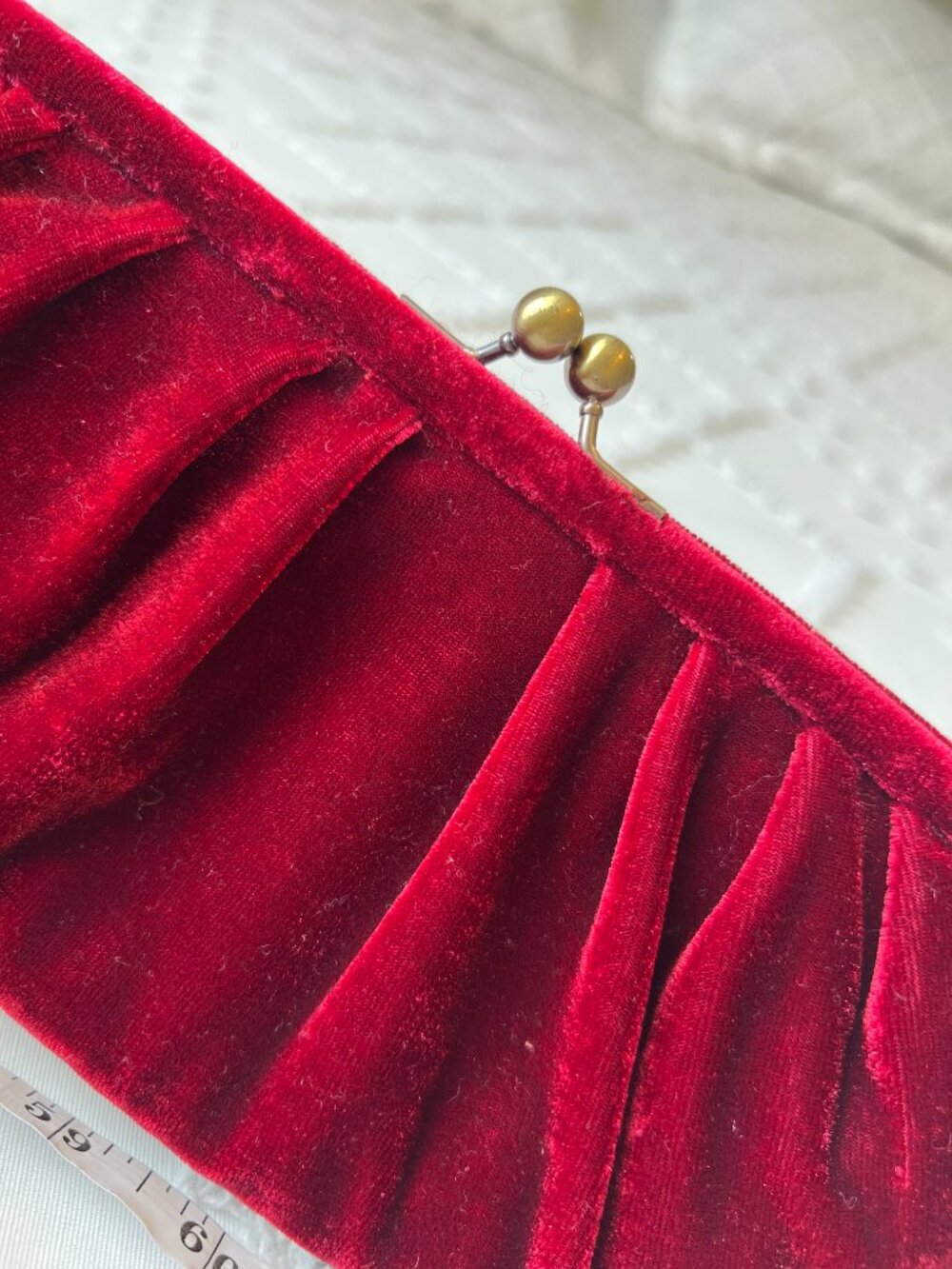 Deep Red Velvet Curve Clutch with